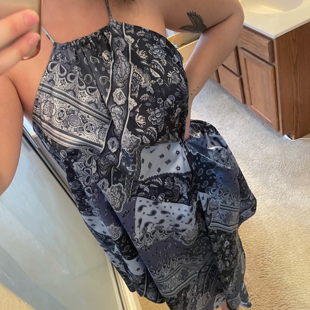 Silky Blue Bandana Dress